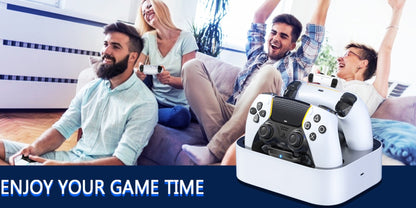 Safe Charging PS5 Controller Charging Station with Smart Chip – Dual Fast Charging Dock for DualSense & DualSense Edge, 2.5Hr Full Charge, Blue LED Indicator, Non-Slip Pad, Cable Included