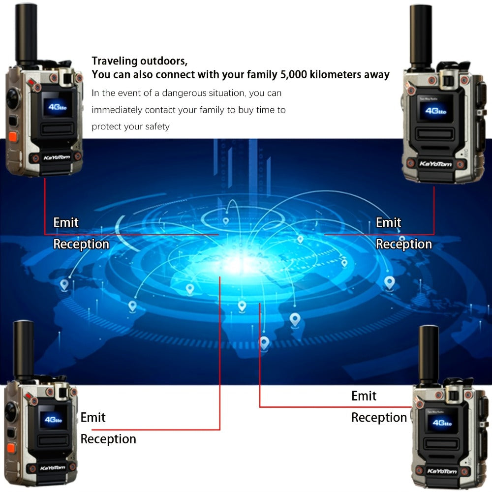 Kayotom K300S 4G Global Walkie Talkie Unlimited Range, No Monthly Fee Two Way Radio, UHF 400-480MHz Long Battery Life, Dustproof Shockproof Handheld Transceiver for Outdoor Group Remote Coordination