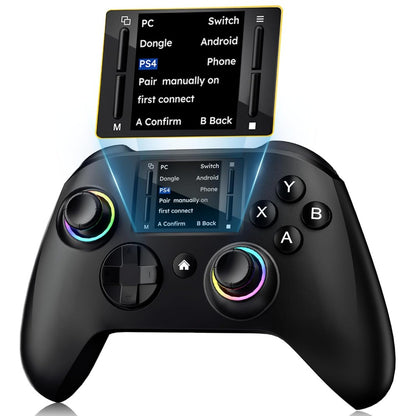 Wireless Gaming Controller Touchscreen PC PS4 Switch Android iOS - 4 Programmable Buttons Rapid Fire 6-Axis Gyroscope Dual Vibration RGB Lighting Bluetooth Gamepad for All Platforms