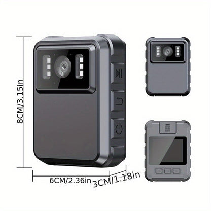 Body Camera with Night Vision & Audio Recording | 150° Wide Angle, 1800mAh Battery, HD Video, Compact Wearable Security Camera for Law Enforcement, Security Guards, Outdoor Use (No SD Card)