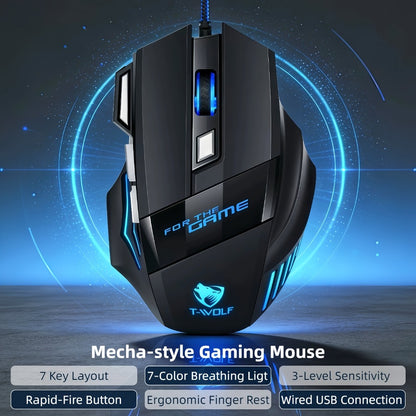 Programmable RGB Gaming Mouse Wired Ergonomic Pro-Grade with Turbo Click Multi-Mode DPI Sensitivity Dynamic RGB Lighting Forward Back Buttons USB Plug & Play for PC Laptop Mac Multiple Models
