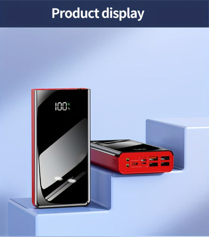 50000mAh High Capacity Power Bank Portable Charger LED Display USB-C Micro USB Fast Charging Multi-Port Emergency Backup Battery for iPhone Android Camping Outdoor Travel Black Red