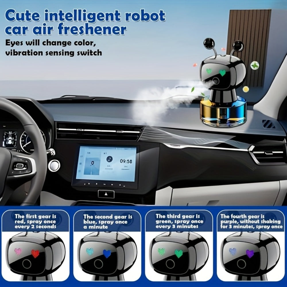 AI Smart Eyes Car Aromatherapy Diffuser USB Rechargeable – 4-Level Adjustable Fragrance, 5 Scents & Colors, Animated Display, Auto Vent Clip Diffuser Car Interior Accessory Gift for Car Lovers Men Women