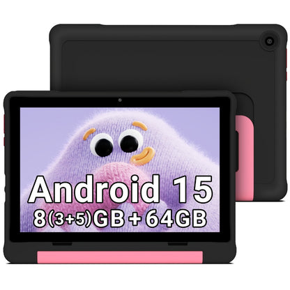Apolosign Kids Tablet 10 Inch 64GB, Android 15 8-Core 8GB RAM WiFi 6, 1280x800 HD Display 5MP+2MP Camera, Parental Control Educational Shockproof Case, 2025 Model Children Tablet for Ages 3-12 – Black Navy Purple Blue Pink