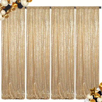 Sequin Backdrop Curtains 2FTx8FT Glitter Photography Background Panels for Party Wedding Birthday Stage Decoration Gold Yellow Shimmer Curtain Set 4 6 10 Panels Available
