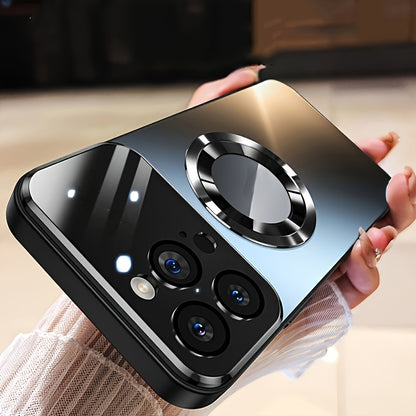 MagSafe iPhone Case Matte Titanium with Built-In Glass Lens Protector for iPhone 17 Pro Max Air 16 15 14 Series – Shockproof Luxury Magnetic Wireless Charging Cover