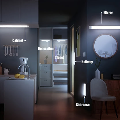 Motion Sensor LED Night Lights 6 Pack USB Rechargeable Magnetic – Smart Indoor Cabinet Lights Stair Lighting Strip Detachable Wireless Under Cabinet Light 3.94 7.87 11.81 Inch