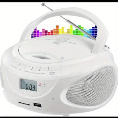 Portable CD Player Boombox with AM FM Radio Dual Stereo Speakers, Aux Input USB TF Card MP3 Player, Earphone Jack, A-B Repeat, Plug & Play 120V, Multi-Function Home & Outdoor CD Boombox