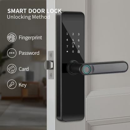Fingerprint Smart Door Lock with WiFi App Keypad – 4-in-1 & 7-in-1 Keyless Entry, Wide-Angle Camera Option, Cat Eye Style, No Key Needed, for Home Rental Airbnb Office Hotel, iOS Android, Black