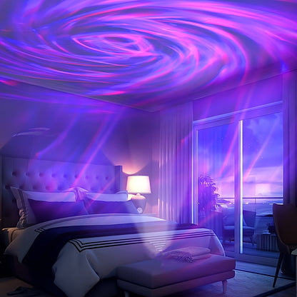 Aurora Borealis Projector Night Light 4-in-1 USB – Star Galaxy Ocean Wave & Spiral Aurora Modes, Bedroom Ceiling Ambient Lamp for Gaming Room, Home Decor & Laptop Compatible