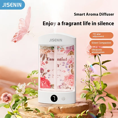 Mini Aroma Diffuser & Humidifier 2-in-1 Portable USB Rechargeable – 7-Level Timer, Silent Operation, LED Display, Auto Shut-Off, Essential Oil Bundles for Home Car Office Travel