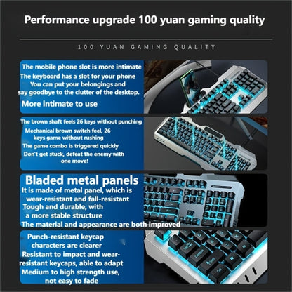 LED Backlit Wired Gaming Keyboard 104 Keys Full Size – Quiet Ergonomic Design, Adjustable Volume Knob, USB Powered, Compatible with Desktop and Laptop Computers, Office and Home Use