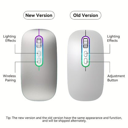 Slim Wireless Mouse Bluetooth 5.1 2.4G Dual Mode Silent Rechargeable LED Indicator Thin Quiet Computer Mouse iPad MacBook Mac Laptop PC Windows Chromebook Pink