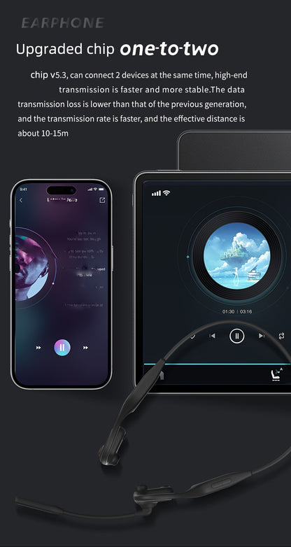 Open-Air Conduction Wireless Business Earphones Dual ENC Noise Canceling Microphones 10H Playtime for Calls Work Driving Online Meetings Outdoor Cycling Cream Black