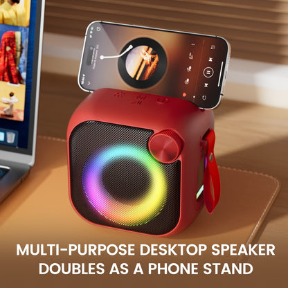 RGB Bluetooth Speaker with Music Visualizer, Portable Wireless Speaker with Color-Changing LED Lights for Gaming & Parties, USB/TF/AUX/Type-C, Compatible with PC Smartphone Tablet TV