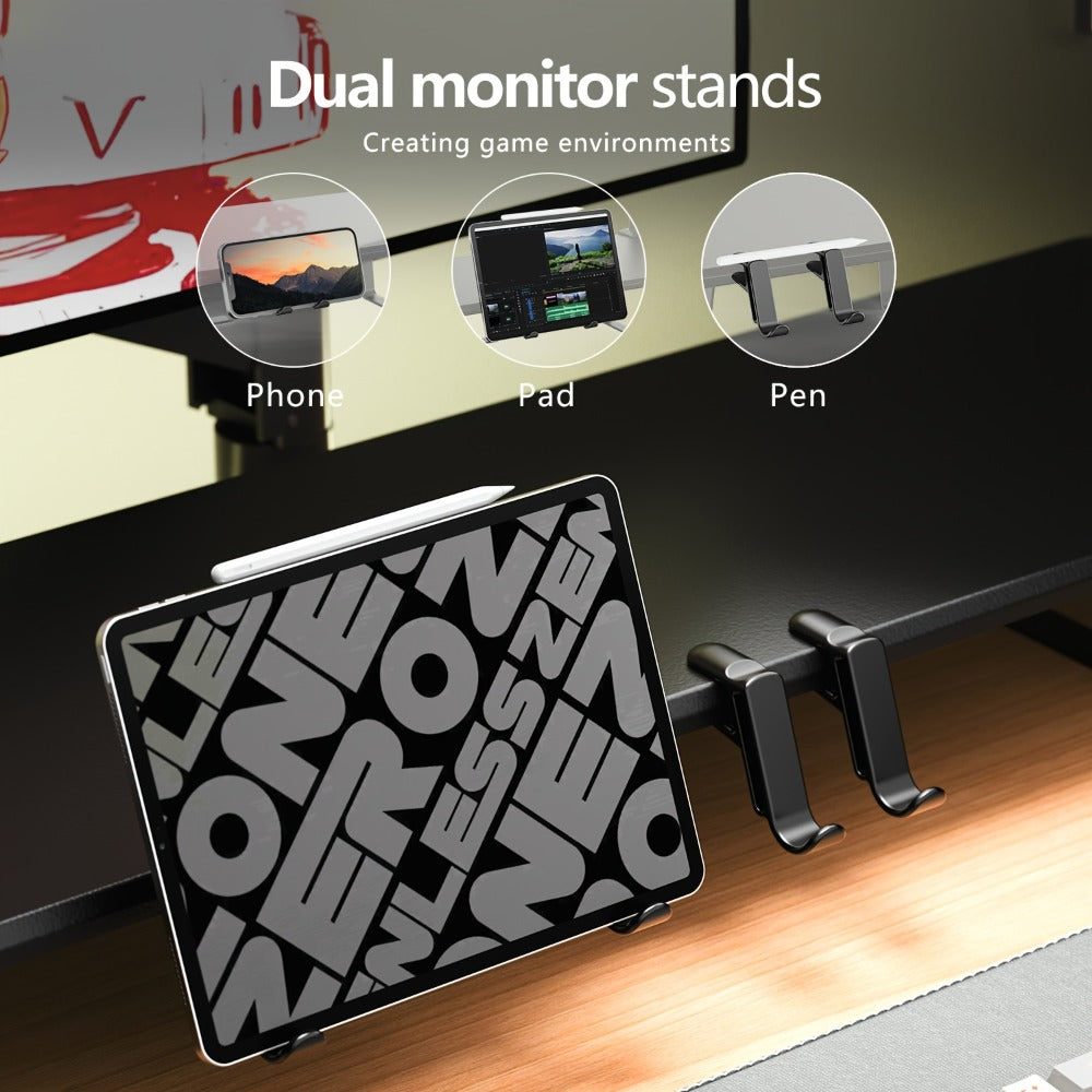 Monitor Stand Organizer with Headset Holder Phone Stand & Game Controller Holder, Versatile Desktop Riser for Computer Monitor Laptop, Gaming & Home Office Desk Organizer