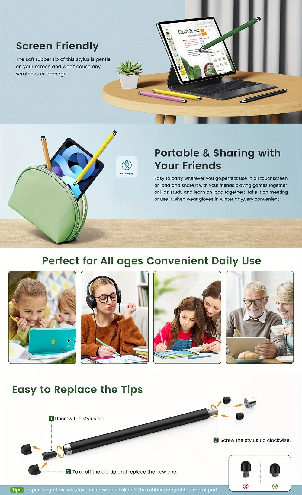 Stylus Pen for Touchscreen 10 Pack – High Precision Capacitive Stylus for Android Smartphones & Tablets, Compatible with iPad Samsung Galaxy Tab iPhone, Perfect Student & Back-to-School Gift Idea