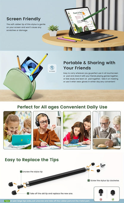 Stylus Pen for Touchscreen 10 Pack – High Precision Capacitive Stylus for Android Smartphones & Tablets, Compatible with iPad Samsung Galaxy Tab iPhone, Perfect Student & Back-to-School Gift Idea