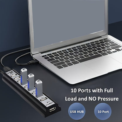 10-Port USB-A Hub with High-Speed Charging & Data Transfer – Plug and Play USB Splitter for MacBook, PC, Laptop, Desktop | 10 Device Simultaneous Connection
