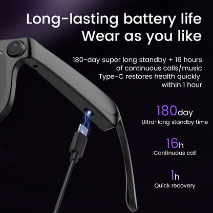 AI Smart Glasses Real-Time Voice Translation 100+ Languages - 2MP HD Camera, Bluetooth Calling & Music, Hands-Free Recording, Black & Clear Lens, Wearable Tech
