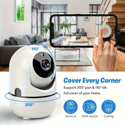 4MP Indoor Security Camera 360° Rotatable with Human Tracking, Motion Detection, Dual-Channel WiFi 2.4G & 5G, Color Night Vision, Two-Way Audio & App Control – Home Surveillance Camera
