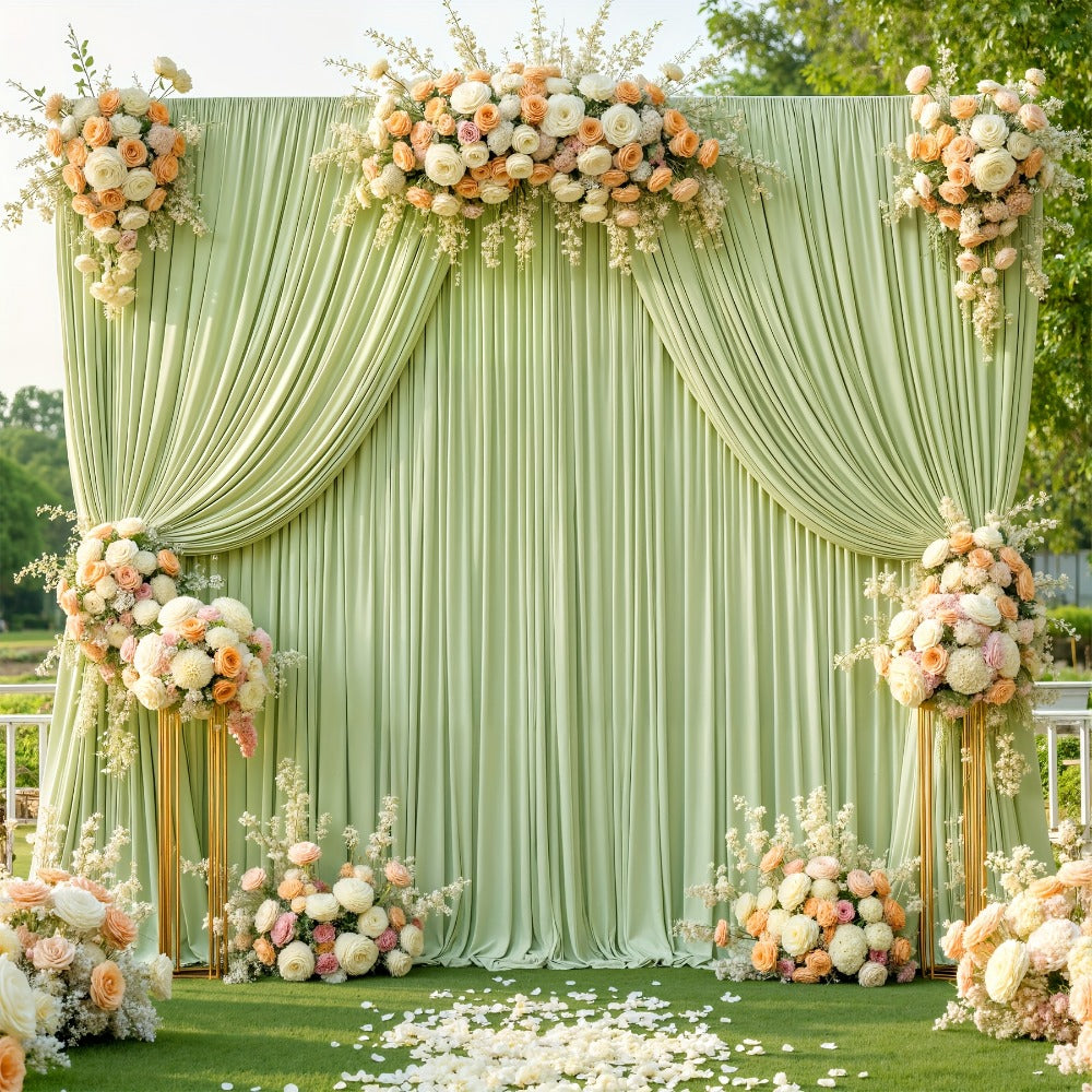 Elegant Fabric Backdrop Curtains 4pcs with Poles 59x85in Non-Transparent Wrinkle-Free Party Photo Backdrop for Wedding Birthday Bridal Shower Graduation Prom Christening Holiday Decor