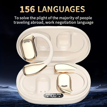 Bone Conduction AI Translation Earphones 156 Languages 3-in-1 Real-Time Wireless Headphones for Travel Business Learning Black Beige Dark Blue Green