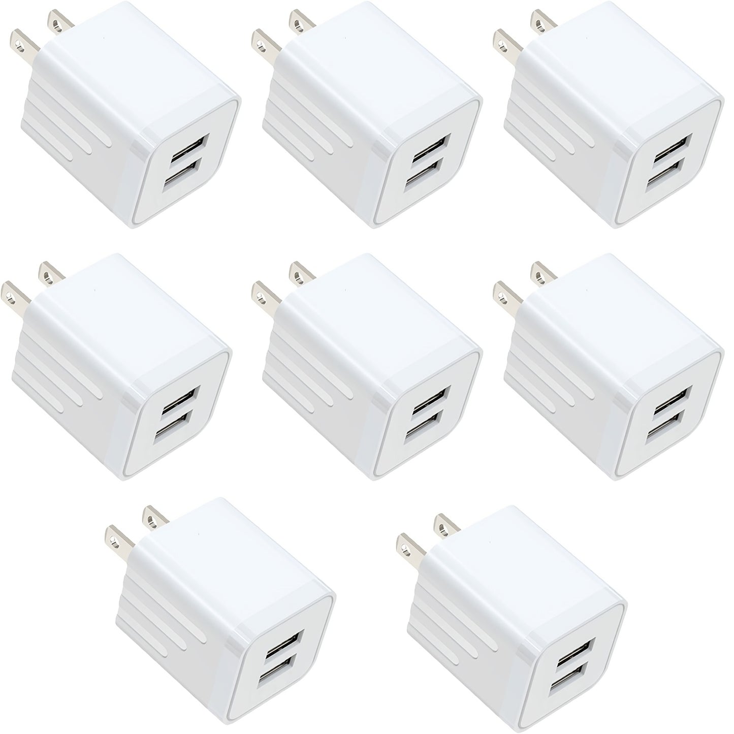 Dual Port USB Wall Charger 2.1A – JOZASHON 5V Cube Power Adapter Charging Block Brick for iPhone 16 15 14 13 12 11 Pro Max SE XS XR X 8 7 6 Plus, Samsung Galaxy, Android Phones (3-8 Pack)