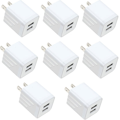 Dual Port USB Wall Charger 2.1A – JOZASHON 5V Cube Power Adapter Charging Block Brick for iPhone 16 15 14 13 12 11 Pro Max SE XS XR X 8 7 6 Plus, Samsung Galaxy, Android Phones (3-8 Pack)