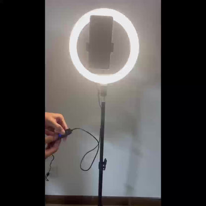 Desk Tripod Ring Light 10 12 Inch with Phone Stand, Adjustable Height 15 to 43 Inches, Dimmable LED Circular Light for Selfie Photography, Makeup, YouTube, TikTok & Live Streaming