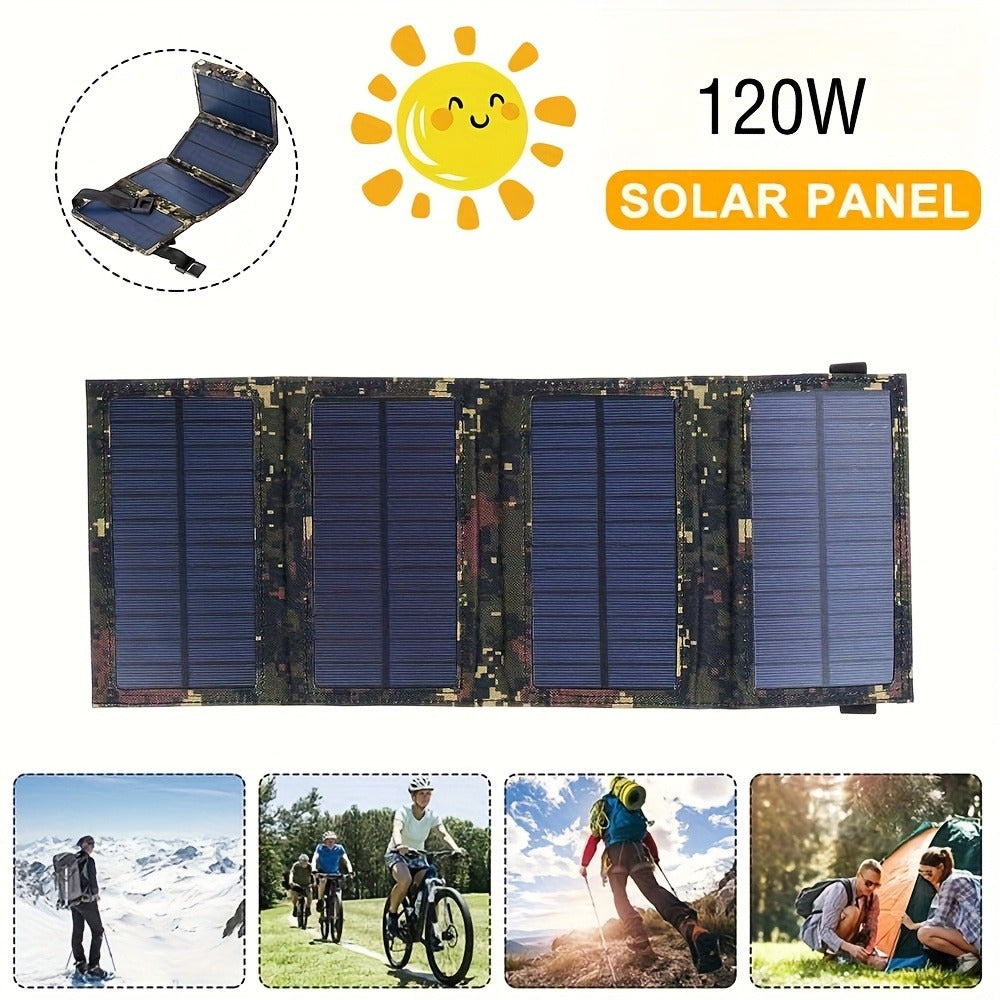 Portable Folding Solar Panel Charger with USB Port, 20% Monocrystalline Silicon Efficiency, Foldable Waterproof Design for Camping Hiking Backpacking, Charges Phones Tablets Power Banks