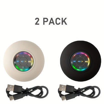 Bathroom Shower Speaker with LED Light – Wireless Bluetooth Speaker, USB Rechargeable 400mAh Battery, Suction Cup Mount, Button Control, Waterproof Design for Shower, Bath & Indoor Use