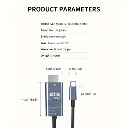 USB-C to HDMI Adapter 4K@60Hz – Thunderbolt 3/4 Compatible, Aluminum, for MacBook Pro/Air, iPad Pro, iPhone 16, Galaxy, XPS & More