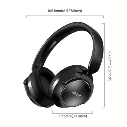 Acer OHR560 ANC Over-Ear Wireless Headphones, Full-Coverage Foldable Design HiFi Stereo HD ENC Call Noise Reduction Built-in Mic, 3.5mm Audio Cable Compatible for Work Travel Gaming Study