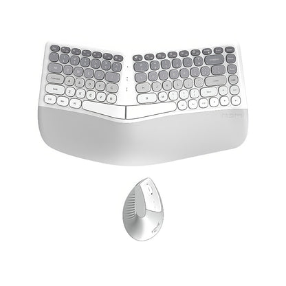 Ergonomic Wireless Keyboard and Mouse Combo with Wrist Support Anti-RSI Silent Keys 2.4GHz Plug-and-Play Gray Gradient Design for Office Home Remote Work Typing Comfort (KLZO)