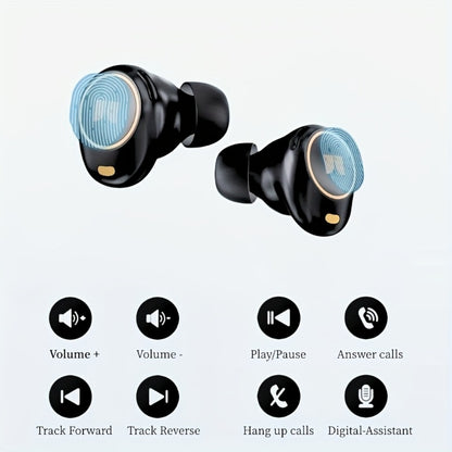 Monster True Wireless Earbuds Bluetooth 5.3 TWS Hi-Fi Sound Dual Noise-Cancelling Mic Touch Control Type-C Charging Case Lightweight Comfortable Fit Premium Black Gold Earphones