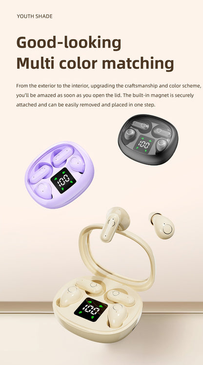 MSHUKCOE 2in1 Sleep Earbuds Invisible Mini Noise Cancelling, 6D HiFi Sound Effect Low Bass Wireless Headphones Long Battery Life, Comfortable Wear for Leisure Office Classroom, Birthday Gift
