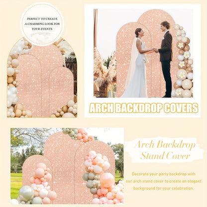 Sequins Wedding Arch Cover Set of 3 Sizes 4ft 5ft 6ft Metallic Spandex Arch Backdrop Cover Payette Glitter Arch Stand Cover for Wedding Birthday Party Decoration