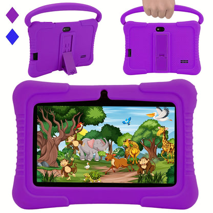Veidoo Kids Tablet 7 Inch Android Eye Protection Screen Parental Controls Drop-Proof Silicone Case Dual Camera Educational Games WiFi 1GB 16GB 2GB 32GB Children Learning Tablet Pink Blue Purple