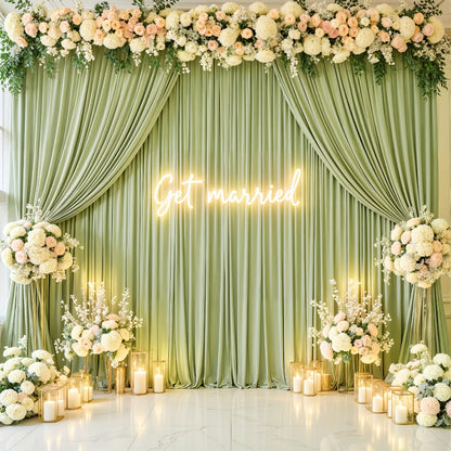 Party Backdrop Curtains 2pcs 7.2x10FT Non-Transparent Wrinkle-Free with Poles for Wedding Birthday Bridal Shower Christening Graduation Prom Holiday Photo Booth Decoration