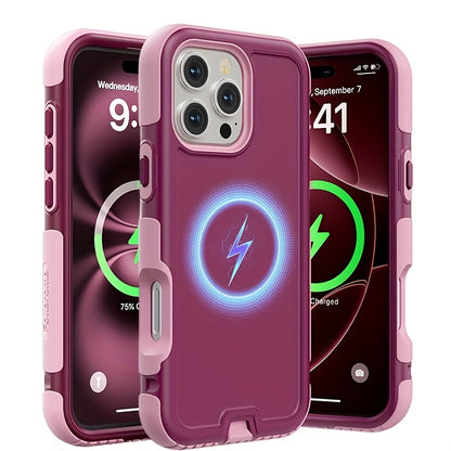 3-Layer Warrior Armor iPhone Case Full Body Shockproof Drop Protection Soft Lining Built-In Dust Plug for iPhone 17 Pro Max 17 Pro 17 Plus 17 16 Pro Max 16 Pro 16 Plus 16 15 Pro Max 15 Pro 15 Plus 15 14 Pro Max 14 Pro 14 Plus 14