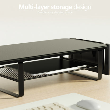 Monitor Stand Organizer with Headset Holder Phone Stand & Game Controller Holder, Versatile Desktop Riser for Computer Monitor Laptop, Gaming & Home Office Desk Organizer