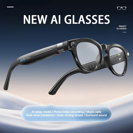 ChatGPT Smart Glasses 4K Camera 16GB – AI Real-Time Translation 150+ Languages, Voice Assistant, Wireless Calling & Music, Video Recording Wearable Tech for Men Women Travel Business