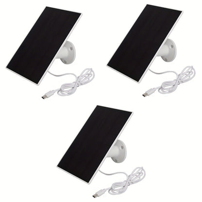 3-Pack Portable Solar Panel Kit 5V 3W with 360° Adjustable Mount, USB & Type-C Output, Solar Charger for Outdoor Security Camera Wireless Doorbell Fan, Camping Hiking Off-Grid Power