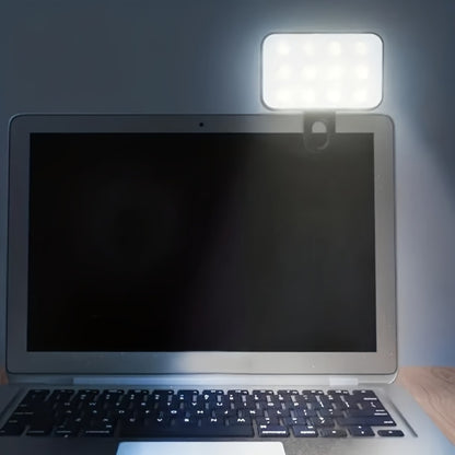 Clip-On LED Fill Light for Phone Laptop Tablet Mini Portable Selfie Light for Video Conferencing Live Streaming Makeup Photography Battery Powered Compact Clip Light