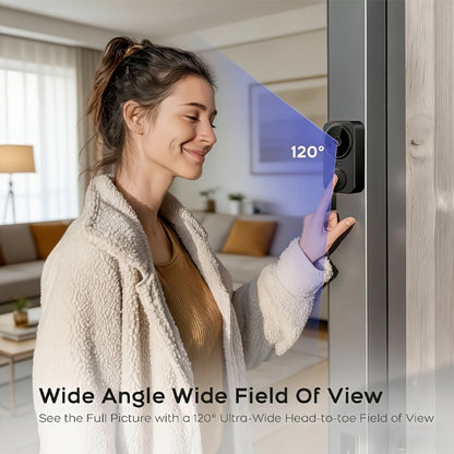 1296P Video Doorbell with 4.3" Indoor Monitor & Local SD Storage - No WiFi No App Required, Two-Way Audio, IR Night Vision, 1200mAh 2-Month Battery, 120° Wide Angle, One-Key Pairing, Black