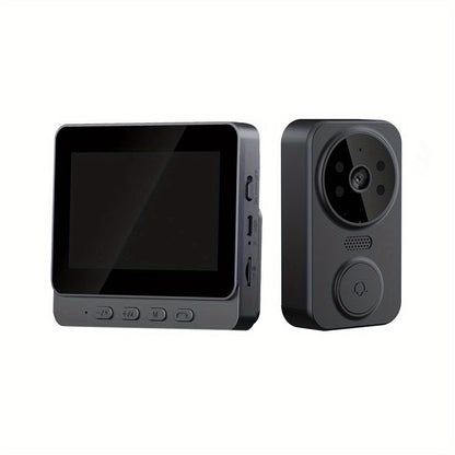 1296P Video Doorbell with 4.3" Indoor Monitor & Local SD Storage - No WiFi No App Required, Two-Way Audio, IR Night Vision, 1200mAh 2-Month Battery, 120° Wide Angle, One-Key Pairing, Black