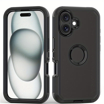 Rugged iPhone 16 Pro Max Case Hybrid Armor Dual Layer TPU PC Shockproof Drop Protection – Heavy Duty Wireless Charging Compatible Cover for iPhone 16 Pro 16 Plus 16 – Black Orange Blue Purple Green
