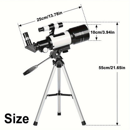 70mm Aperture Telescope 150X for Adults & Kids – Portable Astronomical Telescope with Tripod, Phone Holder, Barlow Lens & Eyepiece, Best Gift for Stargazing, Nature & Education