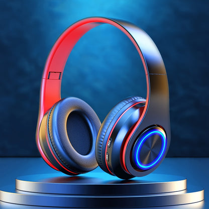 LED Light Over-Ear Wireless Headphones Deep Bass Subwoofer, Active Noise Cancelling Foldable Headset Bluetooth 5.3, Wired & Wireless Dual Mode AUX, USB Rechargeable for Gaming Music Sports